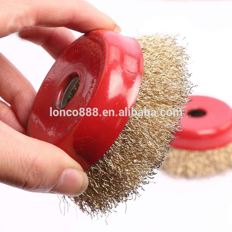 W10 steel knot wire cup brush with shaft, industrial polishing brush